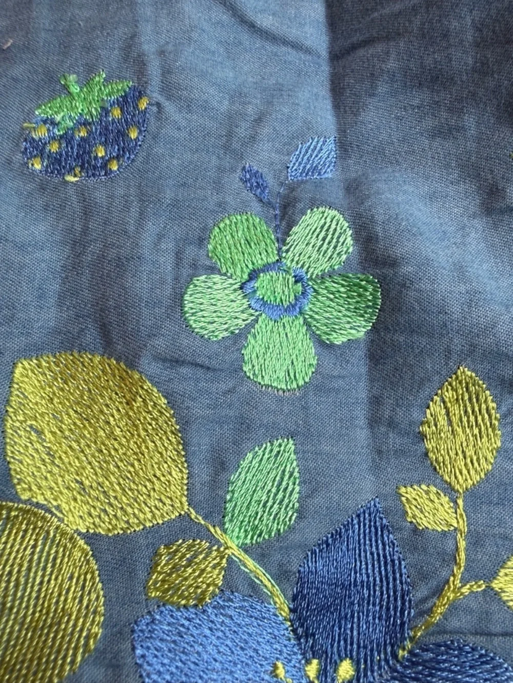 NWT Elmas Phil Floral Embroidered Chambray Top Off The Shoulder Cottagecore S